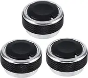 Sluffs Car Air Conditioning Knob Switch, 3Pcs Car Air Conditioning Knob Switch Engine Start Rotation Button Outer Covering, Switch Knob Car Air-Condition Control Pan(Black)