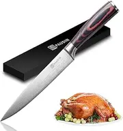 Slicing Carving Knife - PAUDIN Razor Sharp Sashimi Knife, 8 Inch Nonstick Sushi Knife, High Carbon Stainless Steel Kitchen Knife with Ergonomic Handle