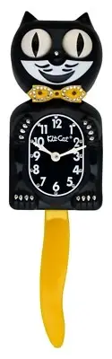 Limited Edition Black/Yellow Kit-Cat Klock Swarovski Crystals Jeweled Clock
