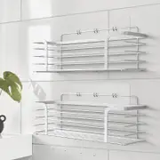 Shower Caddy Bathroom Organiser-2 Pack-Self Adhesive Bath & Shower Shelves-No Drilling-Rustproof Stainless Steel Storage racks for Laundry & Bathroom Accessories -plus 4 Hooks