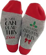 [Oxtxuzdm] Christmas Crews Socks Funny Novelty Ankle Socks Letter Christmas Socks Casual Booties Socks Calf Socks for Women Men