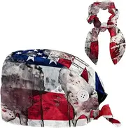 [YTYVAGT] Scrub Caps Women,Scrub Hats Suitable for Women,Vintage American Flag on The Wall