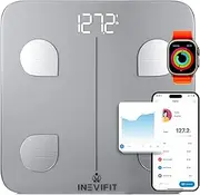 INEVIFIT Smart Body Fat Scale, Highly Accurate Bluetooth Digital Bathroom Body Composition Analyzer, Measures Weight, Body Fat, Water, Muscle, Visceral Fat & Bone Mass for Unlimited Users
