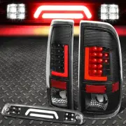 FOR 08-16 FORD SUPER DUTY RED LED L-BAR TAIL+3D THIRD BRAKE/CARGO LIGHT BLACK (for: Ford)