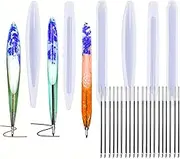 Welhammsae 6 Pcs Pen Silicone Resin Molds, Epoxy Molds with Blue/Red Ink Pen Refills, for DIY Crafts Making, Student