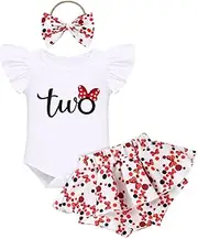 [IMEKIS] Baby Girls 1st Birthday Outfit Sunflower Peach Romper + Ruffled Shorts + Headband Set for Cake Smash Photo Shoot