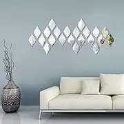 Weysat 30 Pcs Teardrop Mirror Stickers Wall Decor Removable Acrylic Mirror Wall Stickers 3D Wall Art Decals for Living Room Bathroom Home Office Background Decorations, 6 x 3.3 Inch(Silver)