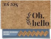 Barnyard Designs 'Oh Hello, See Ya' Doormat Welcome Mat for Outdoors, Large Front Door Entrance Mat, 30x17, Brown