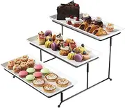 Gibson Gracious Dining Three Tier Rectangle Plate Set Ware with Metal Stand, White