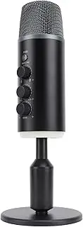 Mini USB Gaming Microphone, Gaming PC Microphone Computer Condenser Mic with Mute, RGB Lights, Adjustable Volume, HiFi Sound Streaming Desktop Mic for Podcast