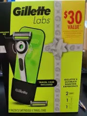 GILLETTE LABS EXFOLIATING BAR ARCTIC+CARTRIDGES+TRAVEL CASE+ $10.50 Razor Shaver