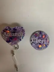 Retractable Badge Reel ID Holder - Purple Mermaid With Your Name