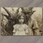 8.5x11" Girl Monster Weird Creepy Imaginary Friend Nightmare Scary Unusual Pet