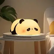 Panda Night Light, Cute Animal Squishy Silicone Touch Lamp LED Bed Light, Portable USB Rechargeable Nightlight with Timer for Bedroom Decor Girls Boys Birthday Gift