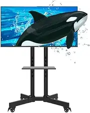 Rolling TV Stand, Mobile TV Cart, Mobile TV Floor Stand with Wheels Height Adjustable Universal Rolling TV Cart Bracket(