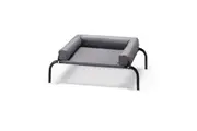 Petzly Cooling Dog Bed with Pillows for Large Dogs Washable Durable Grey Medium