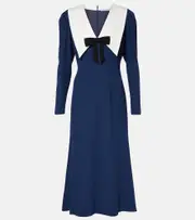 [Alessandra Rich] Alessandra Rich Envers bow-detail satin midi dress AU 10 blue
