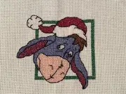 Counted Cross Stitch Christmas Eeyore Completed