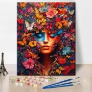 Butterflies Woman Adults Paint-by-Number Kits Colorful Canvas Oil Painting
