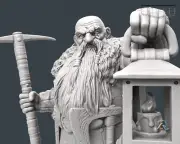Dwarf Minenwächter Miniature Dwarven Mine Guardian for D & 5e Pathfinder IN 32mm
