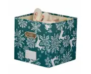 Christmas Square Storage Basket Foldable Storage Bins for Shelves Green