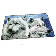 Craft Kit Latch Hook Wolves Canvas Floor Mat and Threads