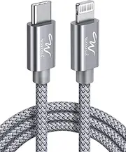 Wayona Type C Lightning Mfi Certified 20W Nylon Braided Cable for iPhone 14,14 Pro,14 Pro Max,14 Plus,13,13 Pro,13 Pro Max,13 Mini,12,12 Pro,11,11 Pro Max,12 Mini,X,8 2M Grey