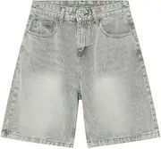 [CUTEGAL] Jorts for Men Denim Shorts Baggy Jorts Mid Rise Stretchy Patchwork Jeans Shorts Jorts Y2K