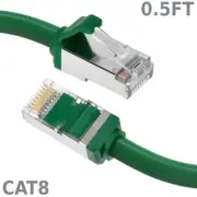 0.5FT Ethernet LAN Network Cat8 RJ45 S/FTP Cable Shielded Cord 28AWG 2GHz Green