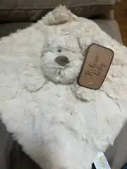 SECURITY BLANKET K LUXE ALL CREAM PUP DOG EARS BACKSIDE BROWN NOSE KELLY FURRY