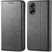 for Oppo A58 4G (6.72 Inch) Case, FORZARMOR Wallet Cover for A58 PU Leather Pockets Shockproof Magnetic Flip Card Holder (Black)
