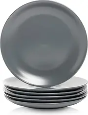 [10 Strawberry Street] Wazee Matte 10.5" Coupe Dinner Plate, Set of 6, Charcoal Gray