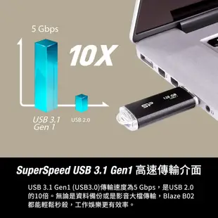 SP 32GB 64GB 128GB Blaze B02 USB 3.2 隨身碟 USB 5年保固 廣穎