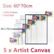 5x Painting Canvas Artist Stretched White Primer Oil Acrylic Board Frame 60x70cm