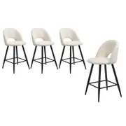 Oikiture 4X Bar Stools White Boucle