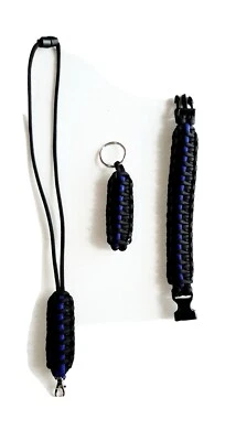 Paracord Thin Blue Line Bracelet/Keychain/Lanyard/Gift Set/Made in The USA