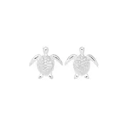 Silver Cubc Zirconia Pave Turtle Studs in Clear