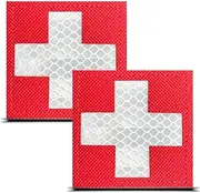 [ITOMUFD] 2 Pcs Red Medic Cross Reflective Patches,Medical Red White Cross Morale Hook and Loop Badge First Aid Patches for IFAK Trauma Pouch, EMT Bags,Backpacks,Plate Carrier,Vest