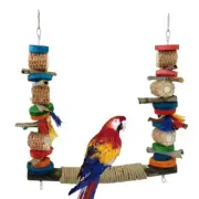 Bird Swing Toy Cage Parrot Perch Natural Wood Stand Bird Toy Parakeet Chew Toy