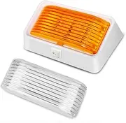 12V LED RV Exterior Porch Utility Light with ON/Off Switch Cover Replacment Light for RVs, Trailers, Campers,Motorhome,5th Wheels,Clear and Amber Lens Removable (White)