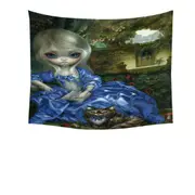 Alice and Cat Fairytale Daydreaming Wonderland Tapestry