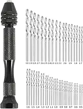 KNFFSAAJL 49 Pieces Precision Pin Vise Hobby Drill with Model Twist Hand Drill Bits Set for DIY Drilling Tool(Handwing drill set)