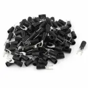 A● 120pcs SVS2-4Fork Spade Insulated Wire Terminal Connectors Black for AWG16-14