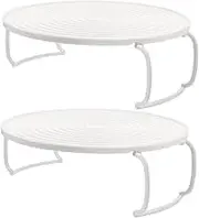 Didiseaon 2pcs Layered Steam Rack Microwave Tray Steamer Rack with Handles Stand Round Microwave Steamer Food Tray Shelf Wire Steamer Rack Kitchen Cooking Trays Oven Rack Racks Abs White