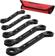 6-Piece SAE Ratchet Box Spanner Set - 1/4"-1/8" Offset Ratcheting Head Revers...