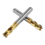 Pack of 2 4-Flute Titanium Coat Carbide End Mill Bits, 5/16 Inch/8 Mm HSS CNC St