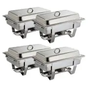 4x Chafer Chafing Dish Bain Marie Buffet 1/1 Food Warmer Stackable Hot Warming