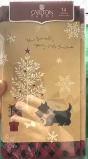 New in Box 14 Scottish Terrier Dog Christmas Cards Black Scottie Scotty NIB