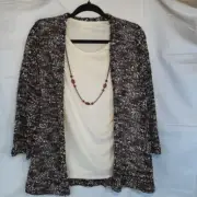 Alfred Dunner Cream Top and Jacket Set NEW Women's Small NWT Detachable Necklace