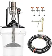 Pneumatic Grease Pumps,60:1 Air-Operated Grease Pump with 12.5ft Oil Outlet Pipe and with 360° Grease Gun,0.85l/Min Air Grease Pump with 2 Coupler,for 5 Gallon Bucket